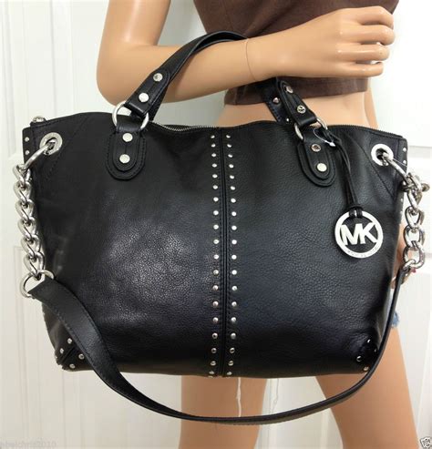 michael kors silvy black|black leather handbags Michael Kors.